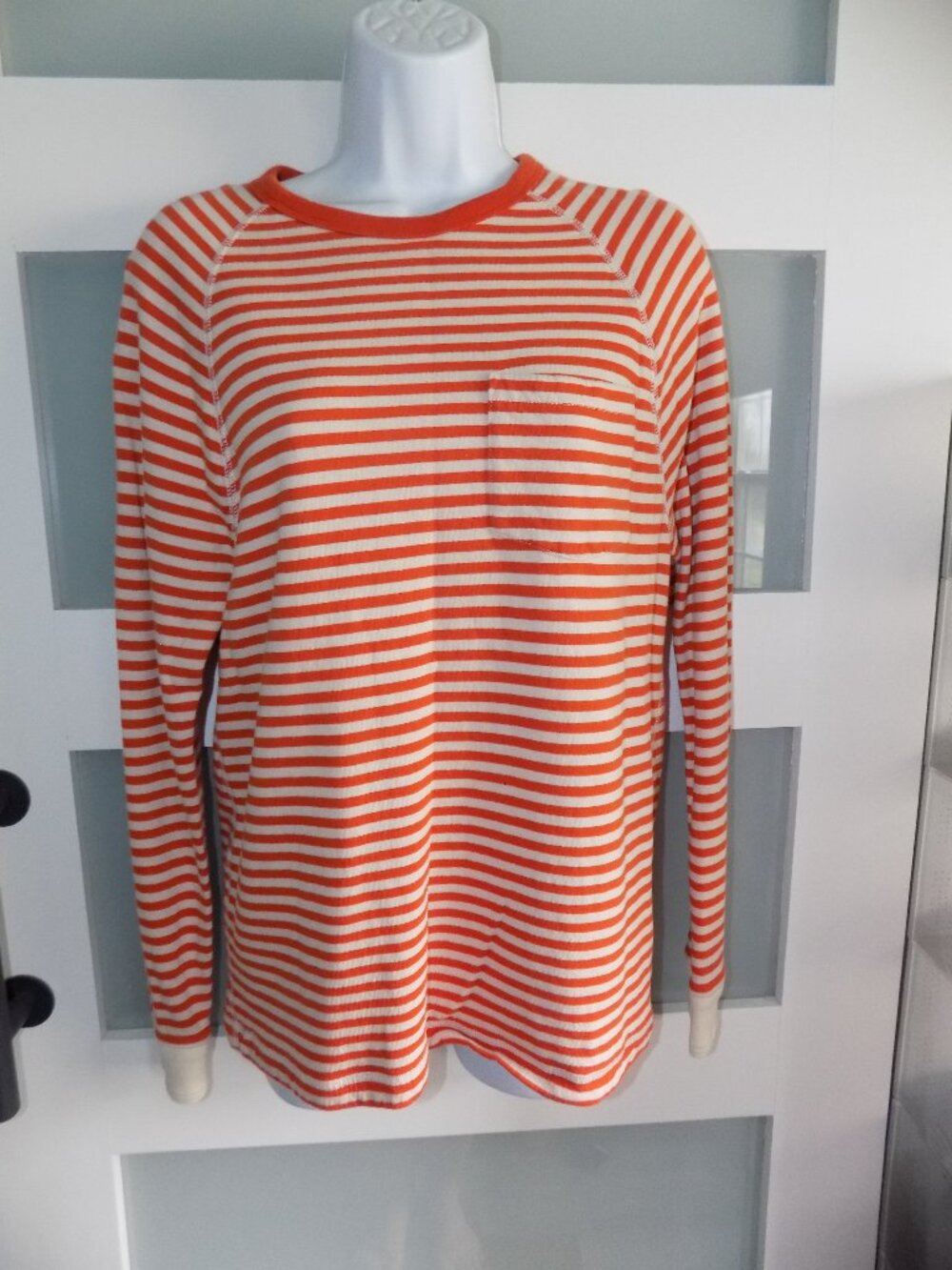 J. Crew Knit Goods Orange/White LS Shirt Size S Men's NWOT